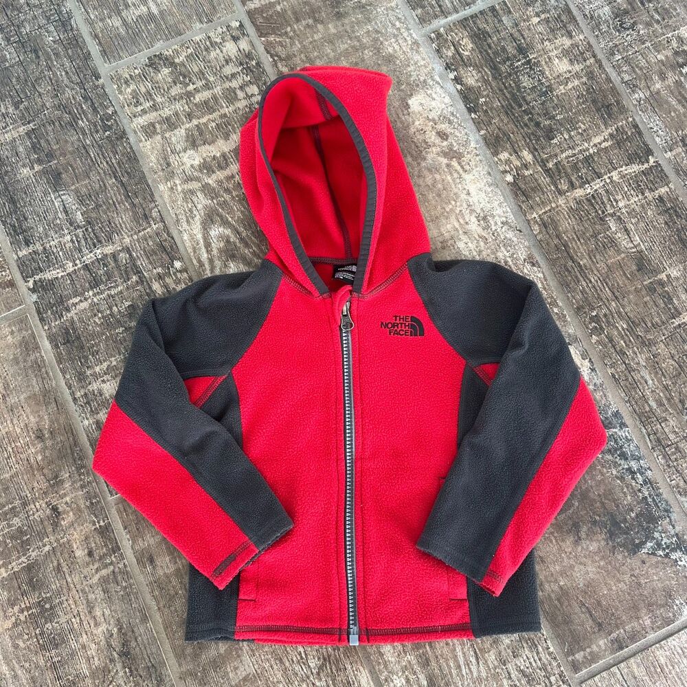 North Face Fleece Coat Red Gray 3T